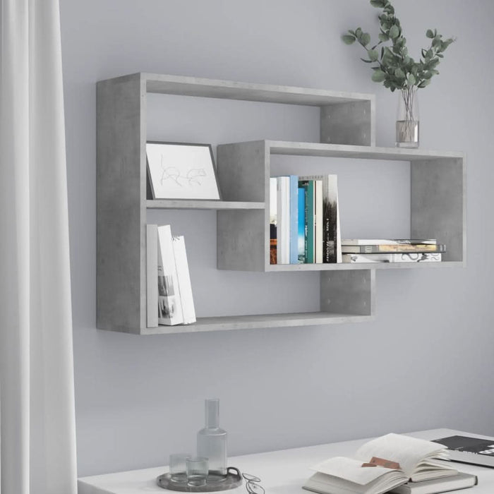 Rafturi de perete, gri beton, 104x20x58,5 cm, PAL - WALTI WALTI