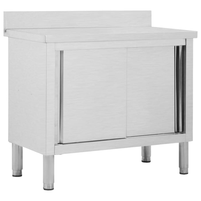 Masă de lucru cu uși glisante 100x50x(95-97)cm oțel inoxidabil - WALTI WALTI