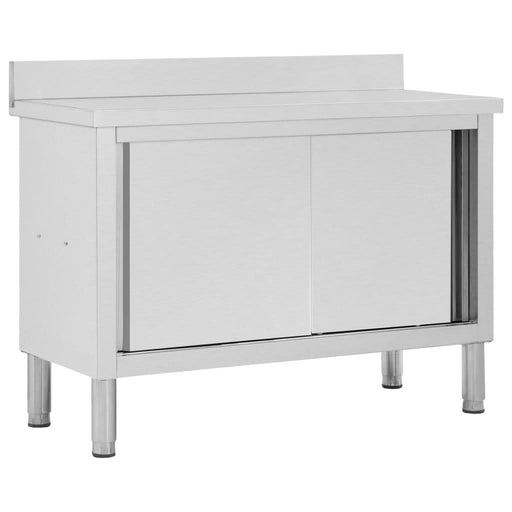 Masă de lucru cu uși glisante 120x50x(95-97) cm oțel inoxidabil - WALTI WALTI