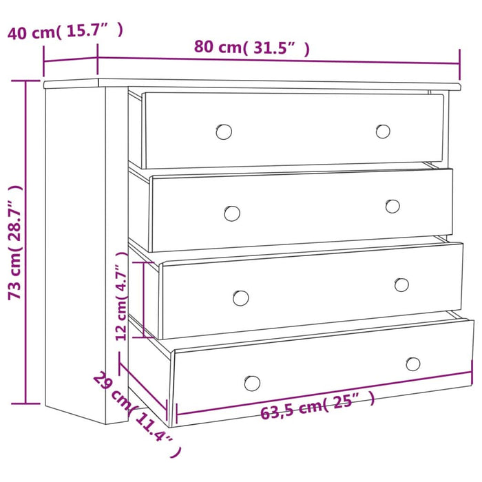Dulap lateral, 80 x 40 x 73 cm, gama pin de Panama - WALTI WALTI