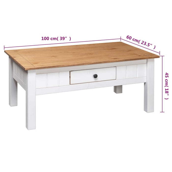 Măsuță de cafea alb 100x60x45 cm lemn masiv de pin gama Panama - WALTI WALTI