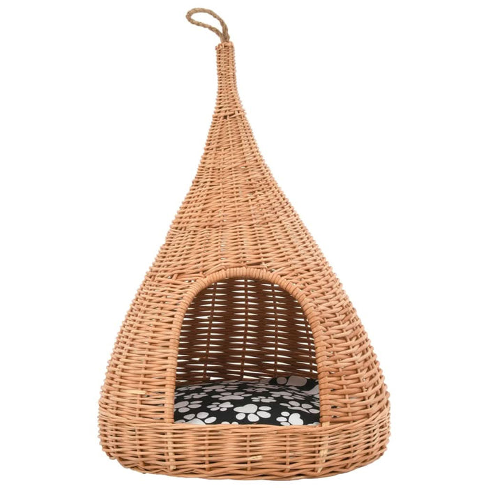Casă pentru pisici cu pernă, 40x60 cm, salcie naturală, teepee - WALTI WALTI
