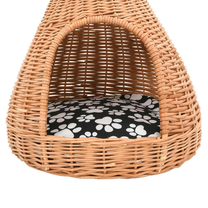 Casă pentru pisici cu pernă, 40x60 cm, salcie naturală, teepee - WALTI WALTI