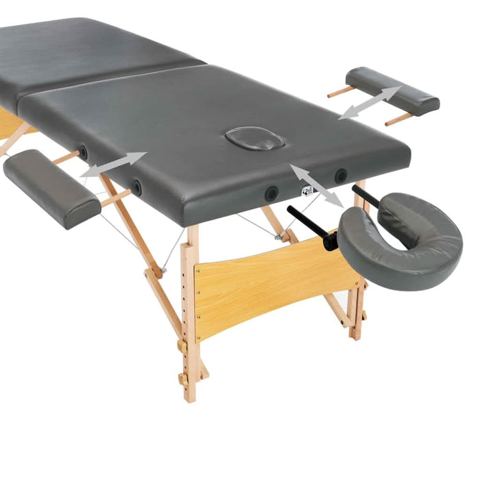 Masă de masaj cu 2 zone, cadru din lemn, antracit, 186 x 68 cm - WALTI WALTI