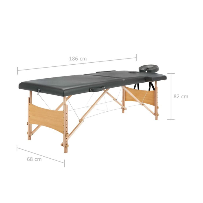 Masă de masaj cu 2 zone, cadru din lemn, antracit, 186 x 68 cm - WALTI WALTI