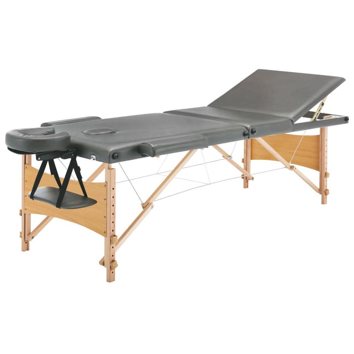 Masă de masaj cu 3 zone, cadru din lemn, antracit, 186 x 68 cm - WALTI WALTI