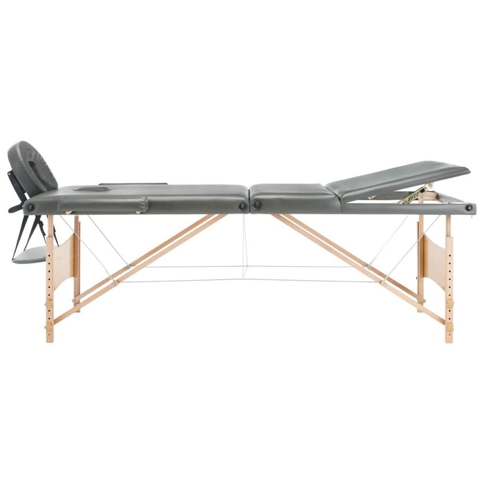 Masă de masaj cu 3 zone, cadru din lemn, antracit, 186 x 68 cm - WALTI WALTI