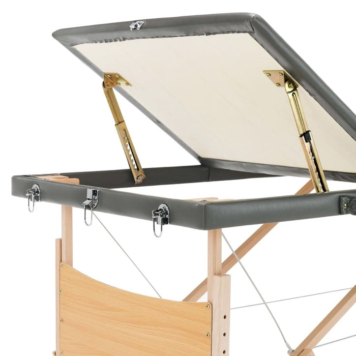 Masă de masaj cu 3 zone, cadru din lemn, antracit, 186 x 68 cm - WALTI WALTI