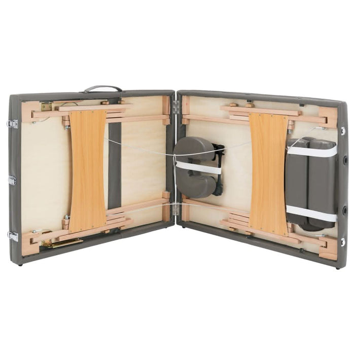 Masă de masaj cu 3 zone, cadru din lemn, antracit, 186 x 68 cm - WALTI WALTI