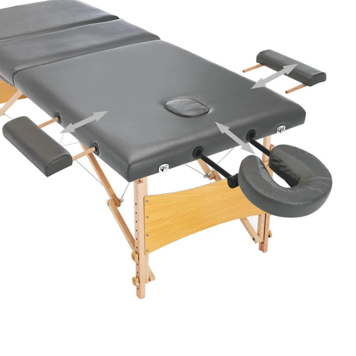 Masă de masaj cu 3 zone, cadru din lemn, antracit, 186 x 68 cm - WALTI WALTI
