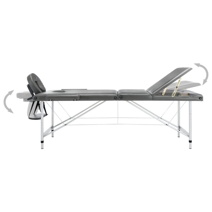 Masă de masaj cu 3 zone, cadru aluminiu, antracit, 186 x 68 cm - WALTI WALTI