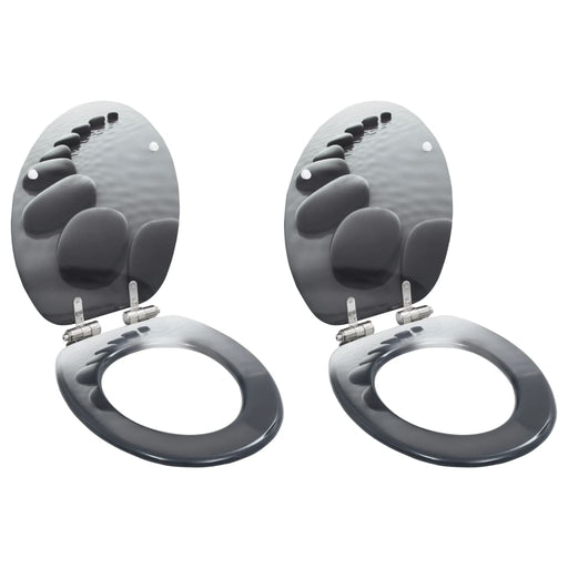 Capace WC cu închidere silențioasă, 2 buc., MDF, design pietre - WALTI WALTI