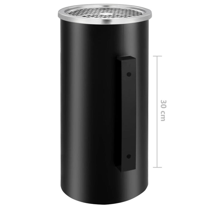 Coș de gunoi de perete cu scrumieră, negru, oțel, 26 L - WALTI WALTI