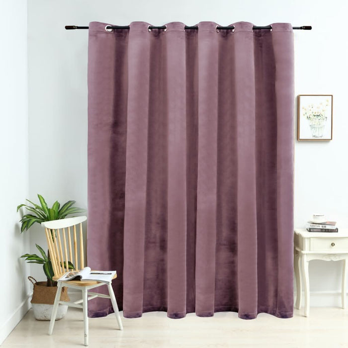 Draperie opacă roz antichizat 290x245 cm catifea inele metalice - WALTI WALTI