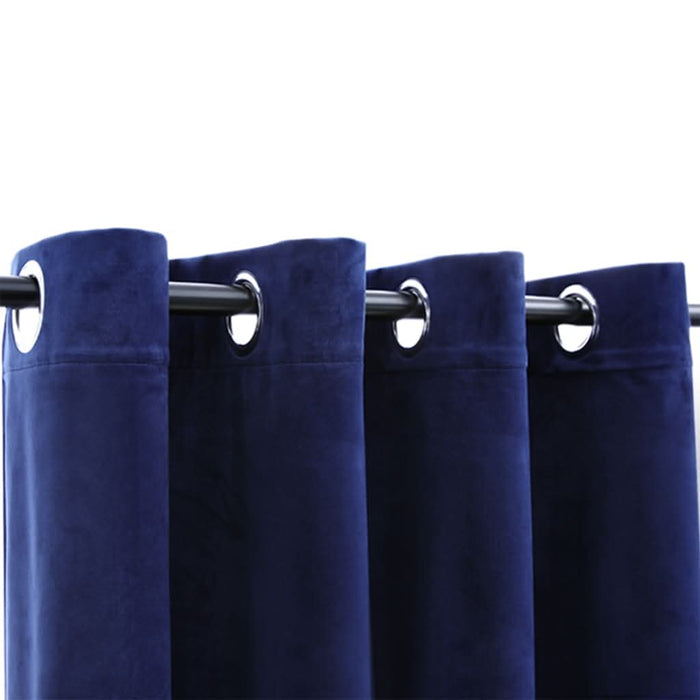Draperie opacă albastru închis 290x245cm catifea inele metalice - WALTI WALTI