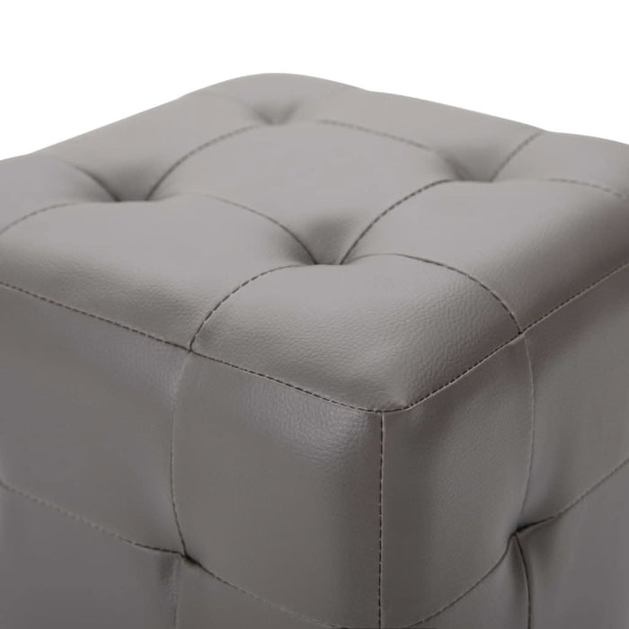 Taburet, 2 buc., gri, 30 x 30 x 30 cm, piele ecologică - WALTI WALTI