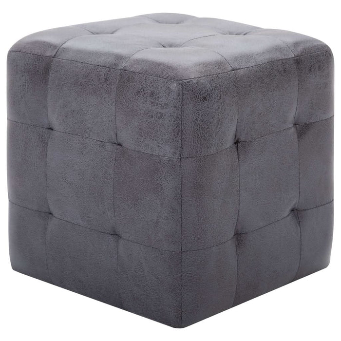 Taburet, 2 buc., gri, 30x30x30 cm, piele întoarsă ecologică - WALTI WALTI