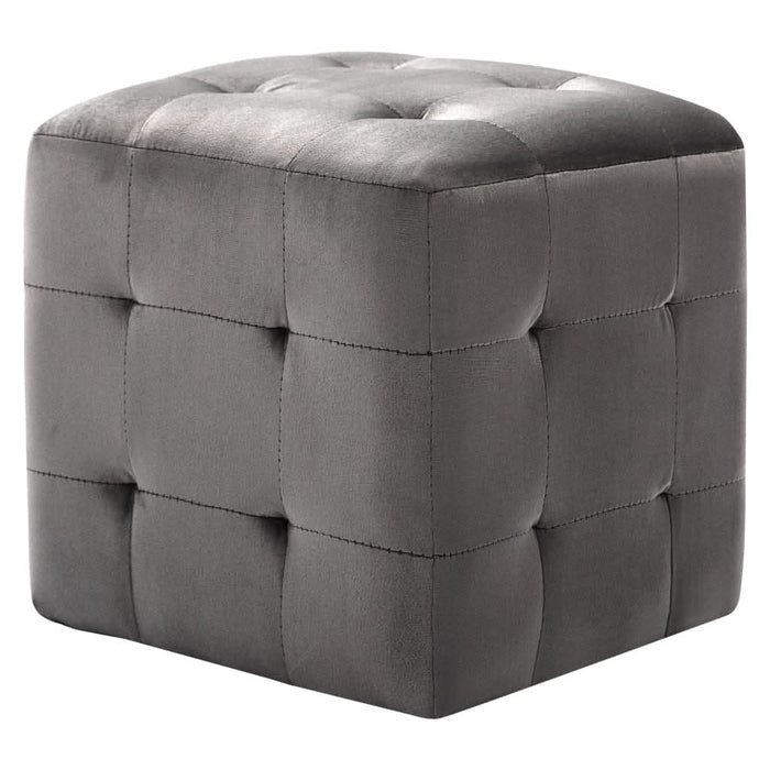 Taburet, 2 buc., gri, 30 x 30 x 30 cm, țesătură din catifea - WALTI WALTI