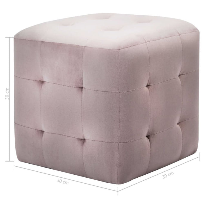 Taburet, 2 buc., roz, 30 x 30 x 30 cm, țesătură din catifea - WALTI WALTI