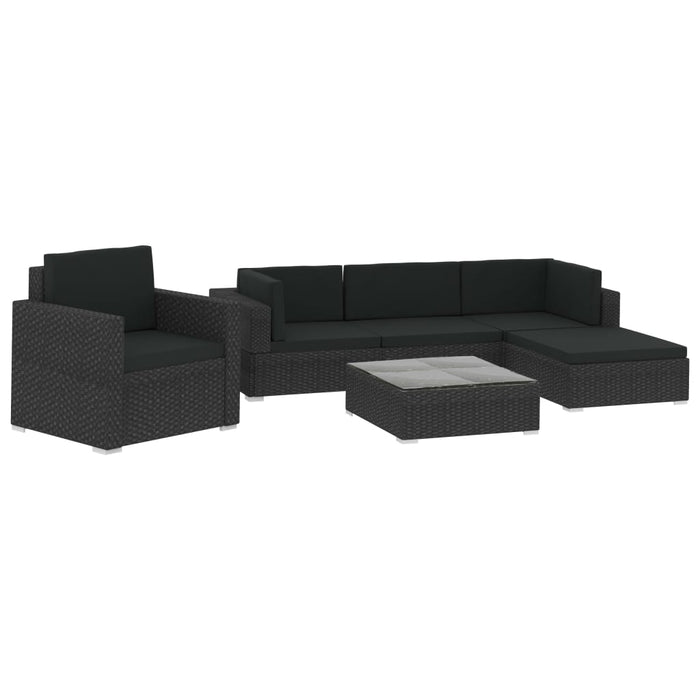 Set mobilier de grădină cu perne, 6 piese, negru, poliratan - WALTI WALTI