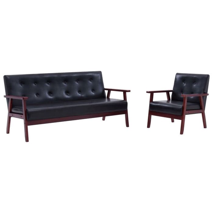 Set canapea, 2 buc., negru, piele artificială, - WALTI WALTI