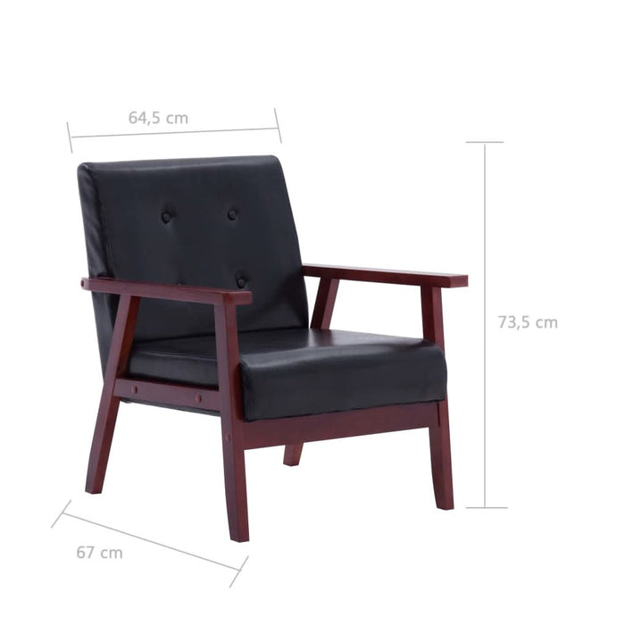 Set canapea, 2 buc., negru, piele artificială, - WALTI WALTI