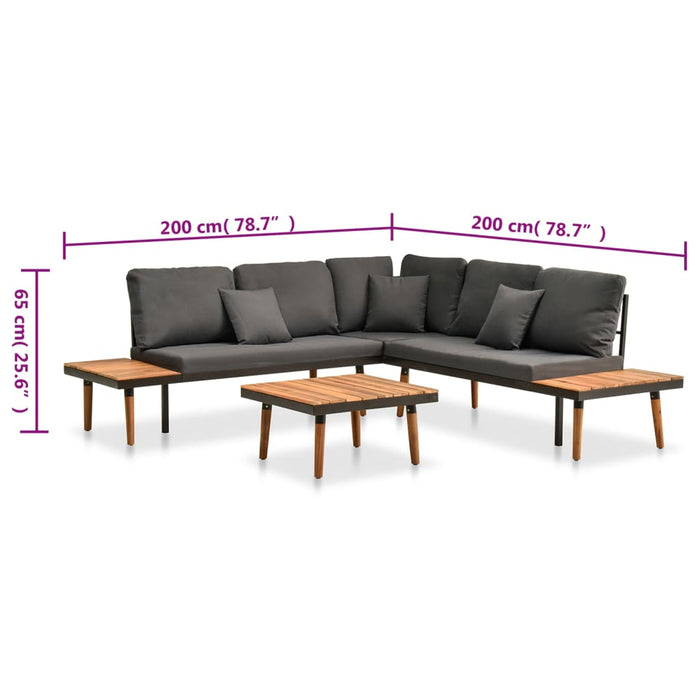 Set mobilier de grădină cu perne, 4 piese, lemn masiv de acacia - WALTI WALTI