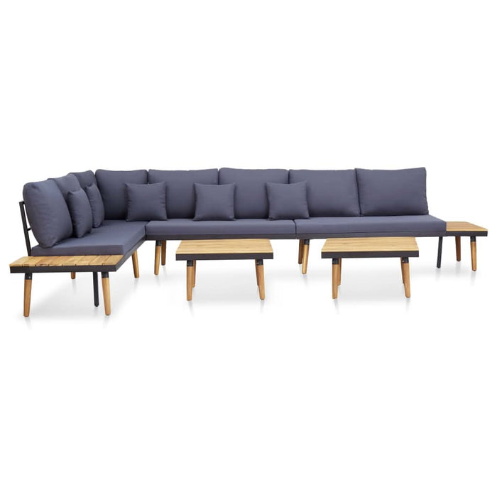 Set mobilier de grădină 7 locuri, perne, maro lemn masiv acacia - WALTI WALTI