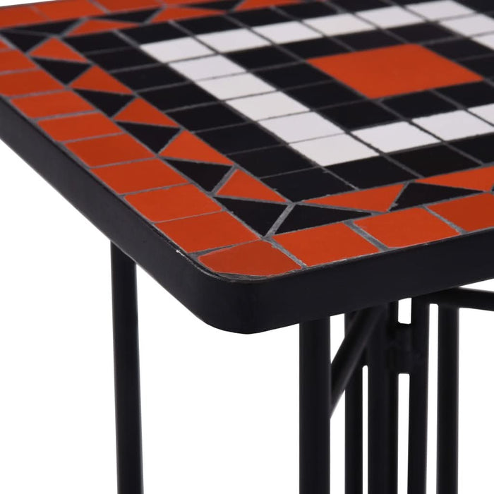 Masă laterală cu mozaic, cărămiziu și alb, ceramică - WALTI WALTI