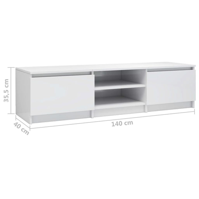 Comodă TV, alb extralucios, 140 x 40 x 35,5 cm, PAL - WALTI WALTI