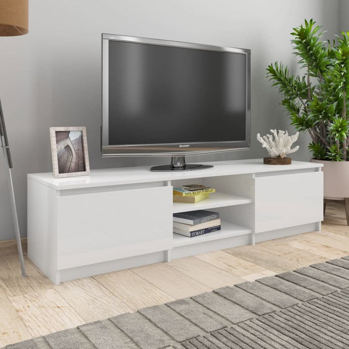 Comodă TV, alb extralucios, 140 x 40 x 35,5 cm, PAL - WALTI WALTI