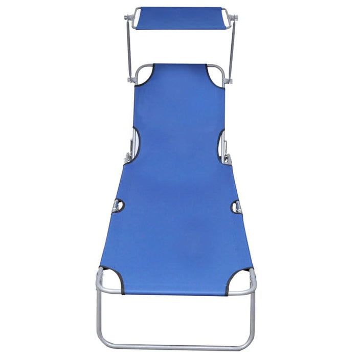 Șezlong pliabil cu copertină, albastru, aluminiu - WALTI WALTI
