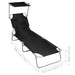 Șezlong pliabil cu copertină, negru, aluminiu - WALTI WALTI