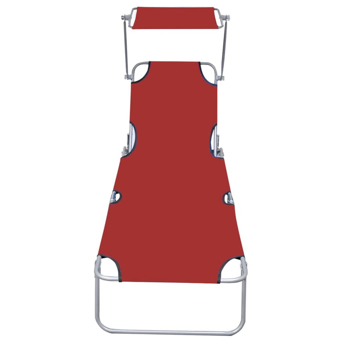 Șezlong pliabil cu copertină, roșu, aluminiu - WALTI WALTI