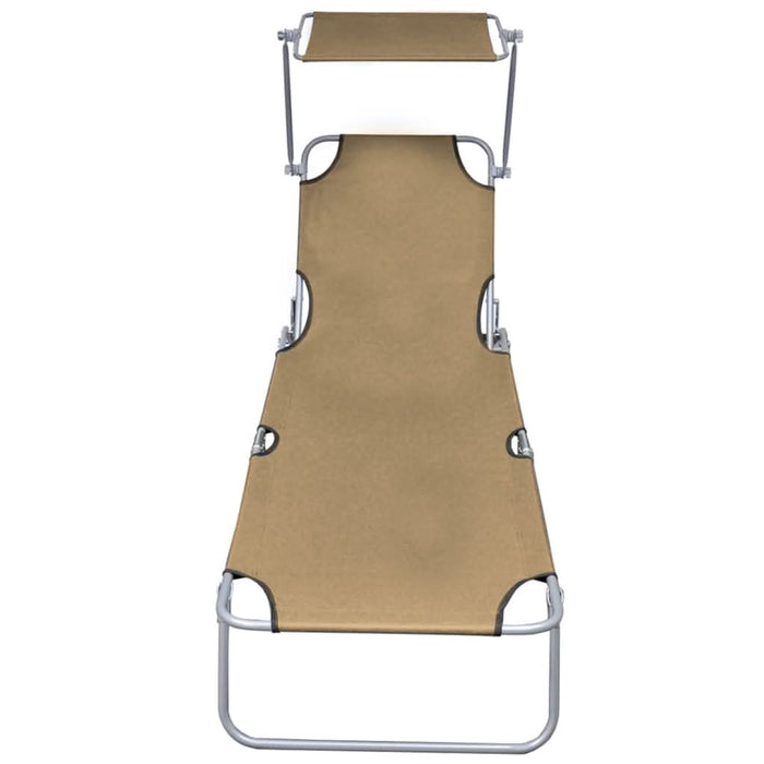 Șezlong pliabil cu copertină, gri taupe, aluminiu - WALTI WALTI