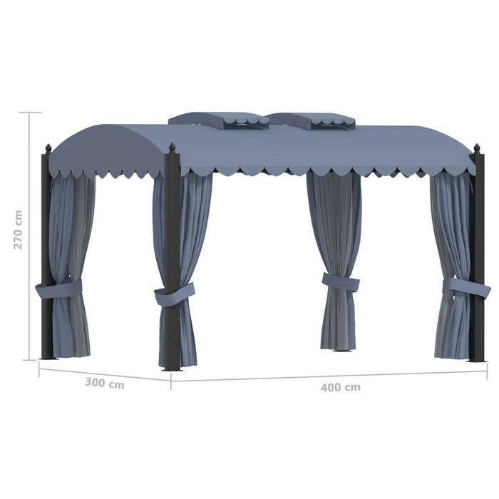 Pavilion cu perdele, antracit, 3 x 4 m, oțel - WALTI WALTI