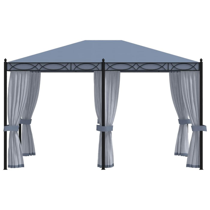 Pavilion cu ecrane din plasă, antracit, 3 x 4 m, oțel - WALTI WALTI