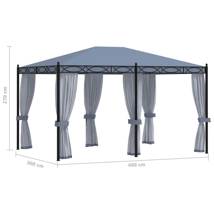Pavilion cu ecrane din plasă, antracit, 3 x 4 m, oțel - WALTI WALTI