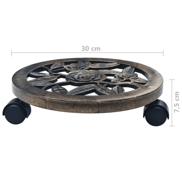 Suporturi de plante cu role, 6 buc., bronz, 30 cm, plastic - WALTI WALTI