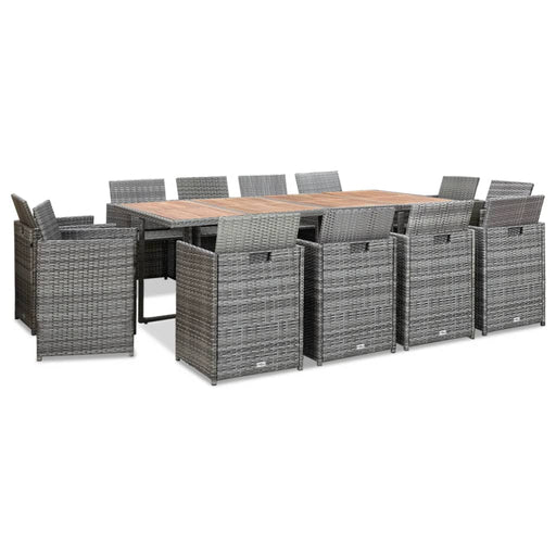 Set mobilier de exterior cu perne 13 piese, antracit, poliratan - WALTI WALTI