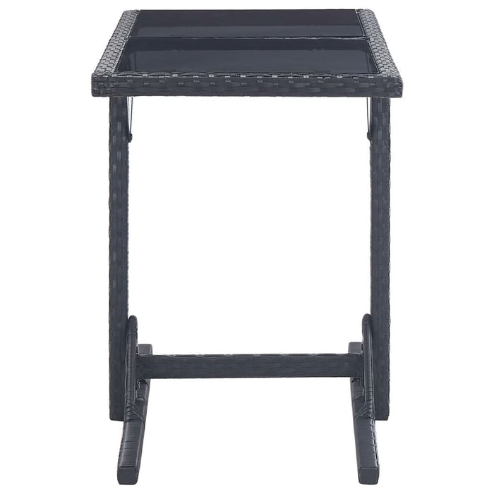Masă de grădină, negru, 110 x 53 x 72 cm, sticlă și poliratan - WALTI WALTI