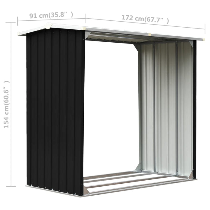 Șopron depozitare lemne antracit 172x91x154 cm oțel galvanizat - WALTI WALTI