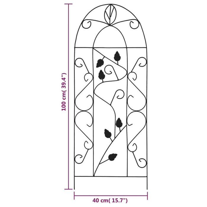 Suporturi plante cățărătoare, 3 buc., negru, 40 x 100 cm, fier - WALTI WALTI