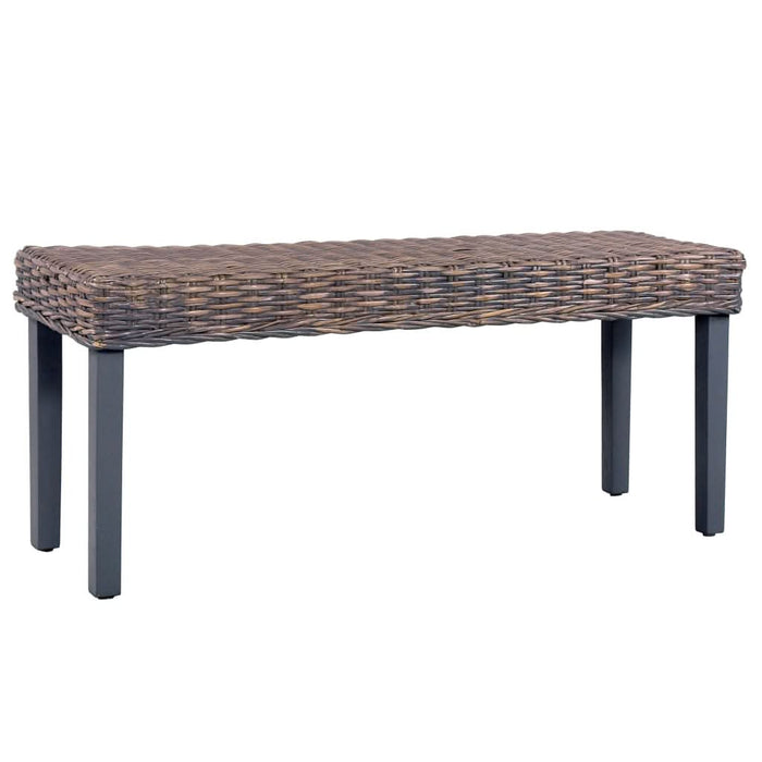 Bancă, gri, 110 cm, ratan kubu natural și lemn masiv de mango - WALTI WALTI