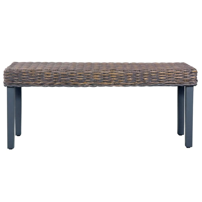 Bancă, gri, 110 cm, ratan kubu natural și lemn masiv de mango - WALTI WALTI