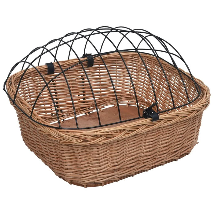 Coș frontal bicicletă cu capac, 50x45x35 cm, salcie naturală - WALTI WALTI