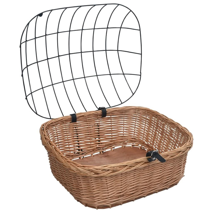 Coș frontal bicicletă cu capac, 50x45x35 cm, salcie naturală - WALTI WALTI