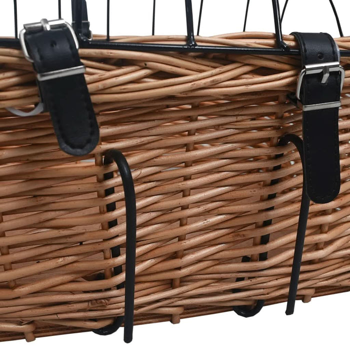 Coș frontal bicicletă cu capac, 50x45x35 cm, salcie naturală - WALTI WALTI