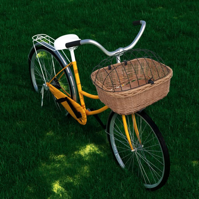 Coș frontal bicicletă cu capac, 50x45x35 cm, salcie naturală - WALTI WALTI