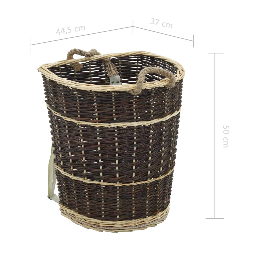 Coș lemne foc curele de transport, natural 44,5x37x50 cm salcie - WALTI